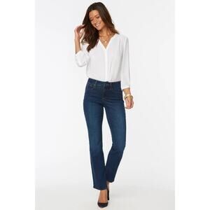 NYDJ 10 Marilyn Straight Jean Cooper Wash Mid Dark Blue